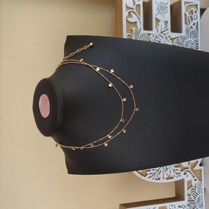 Francescas Gold Tone Double Layer Dainty Charm Necklace